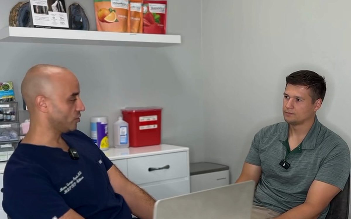 Dr. Ayoub consulting with a SlimFit patient in the Venice clinic